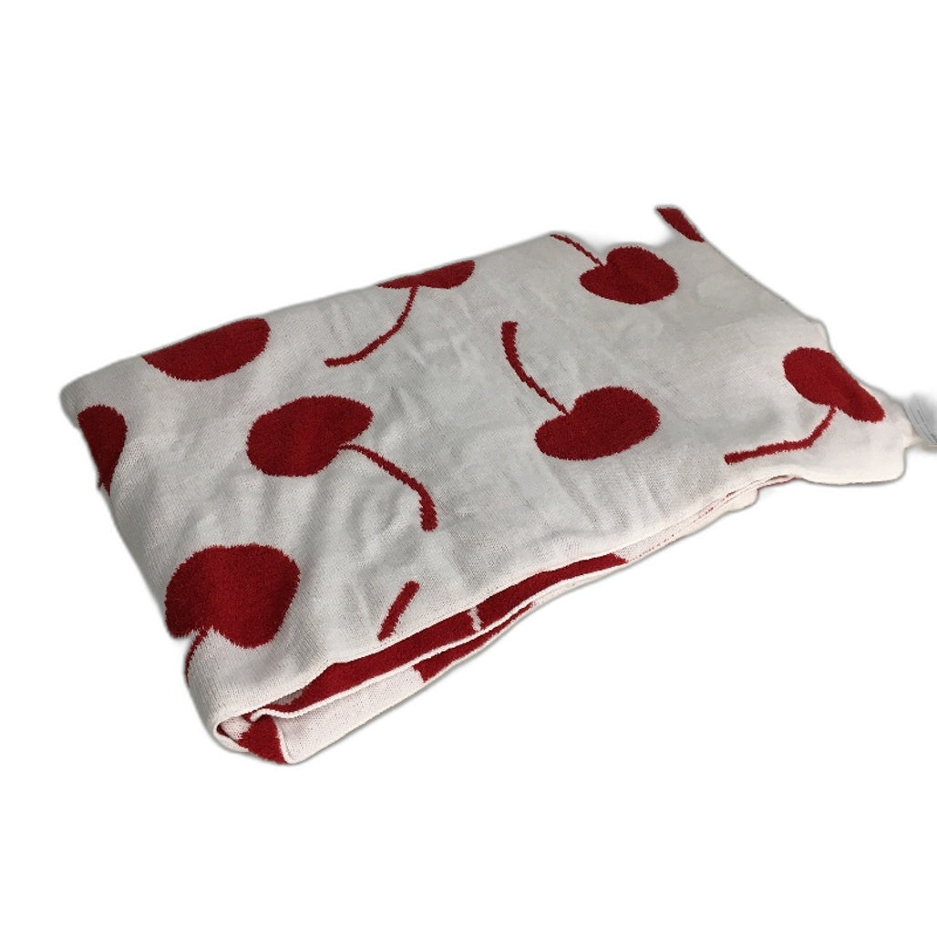 Target Jacquard Cherry Knit Pink Red Reversable Throw Blanket 127x152cm NEW