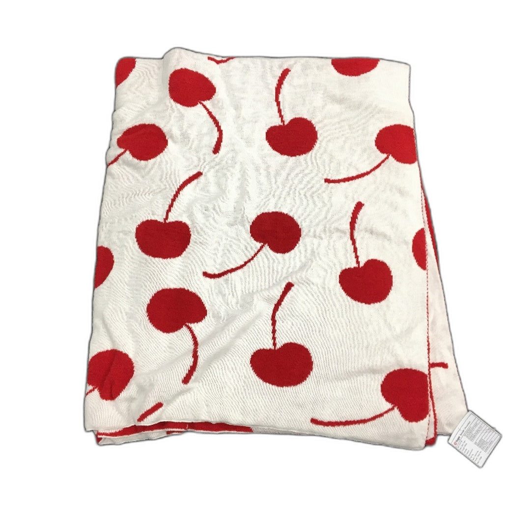 Target Jacquard Cherry Knit Pink Red Reversable Throw Blanket 127x152cm NEW