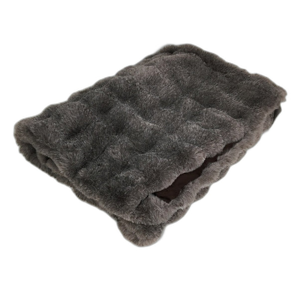 Target Ella Quilted Faux Fur Throw Blanket in Muted Brown 127x152cm NEW