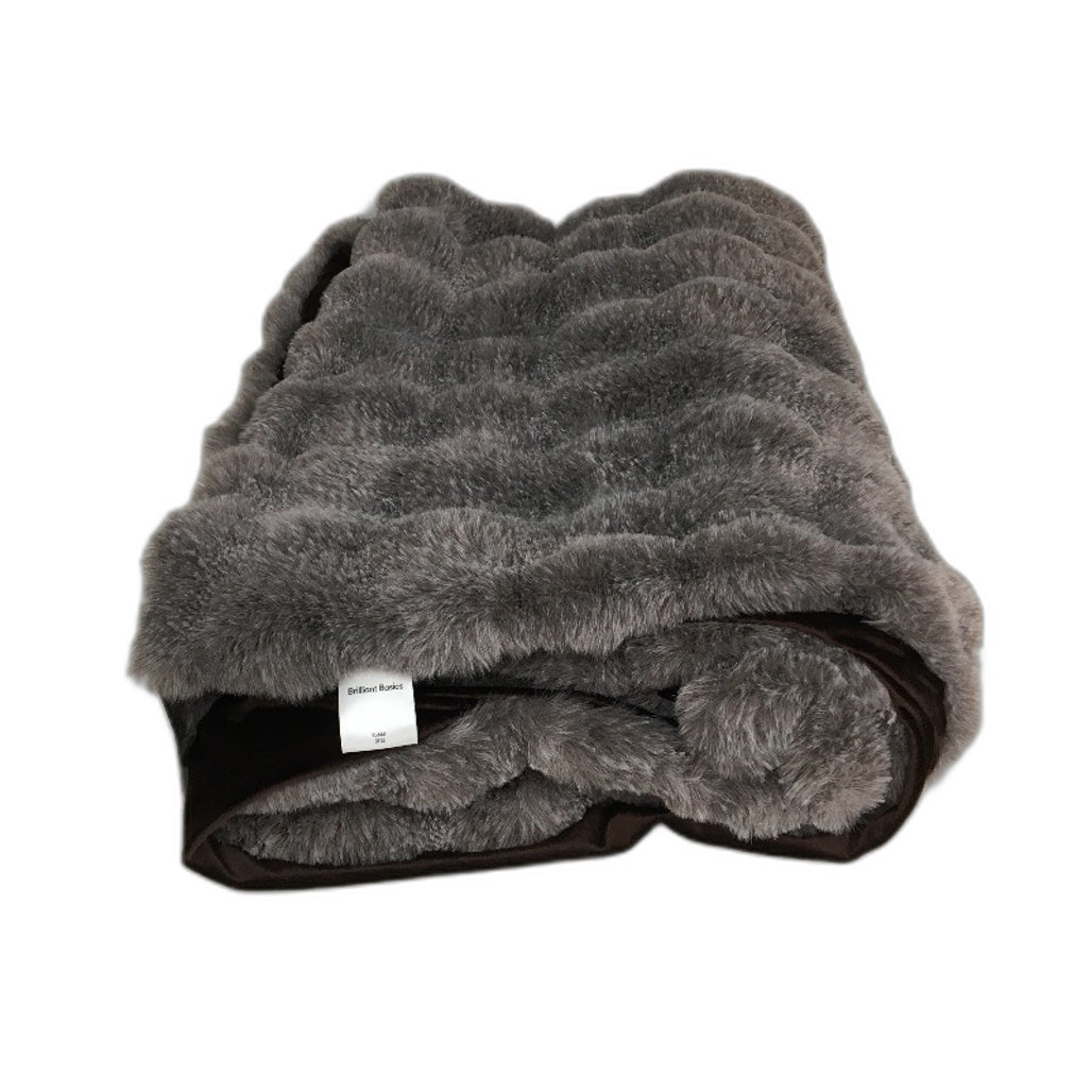 Target Ella Quilted Faux Fur Throw Blanket in Muted Brown 127x152cm NEW