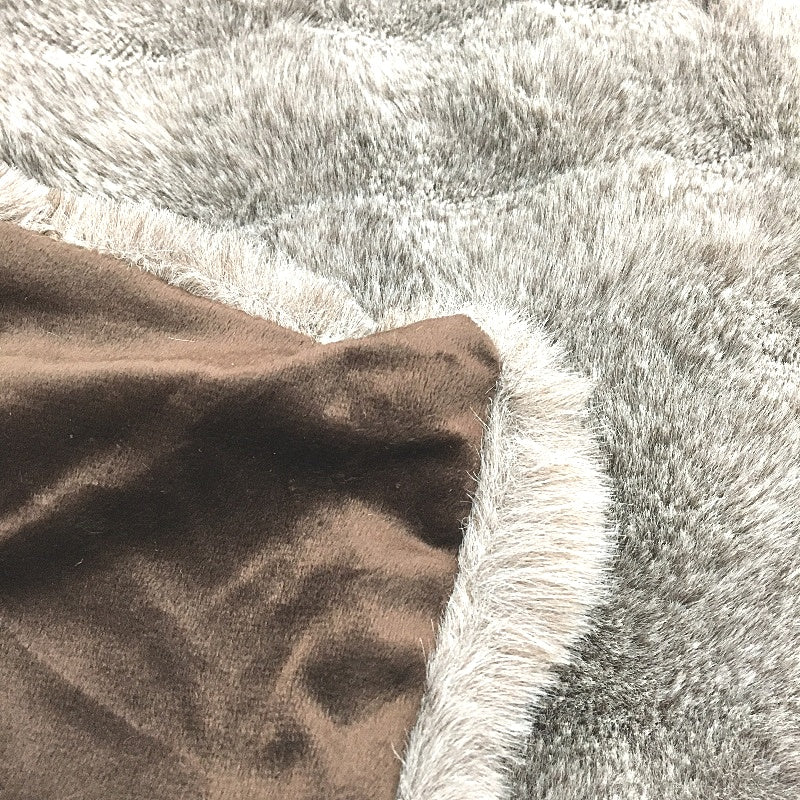 Target Ella Quilted Faux Fur Throw Blanket in Muted Brown 127x152cm NEW