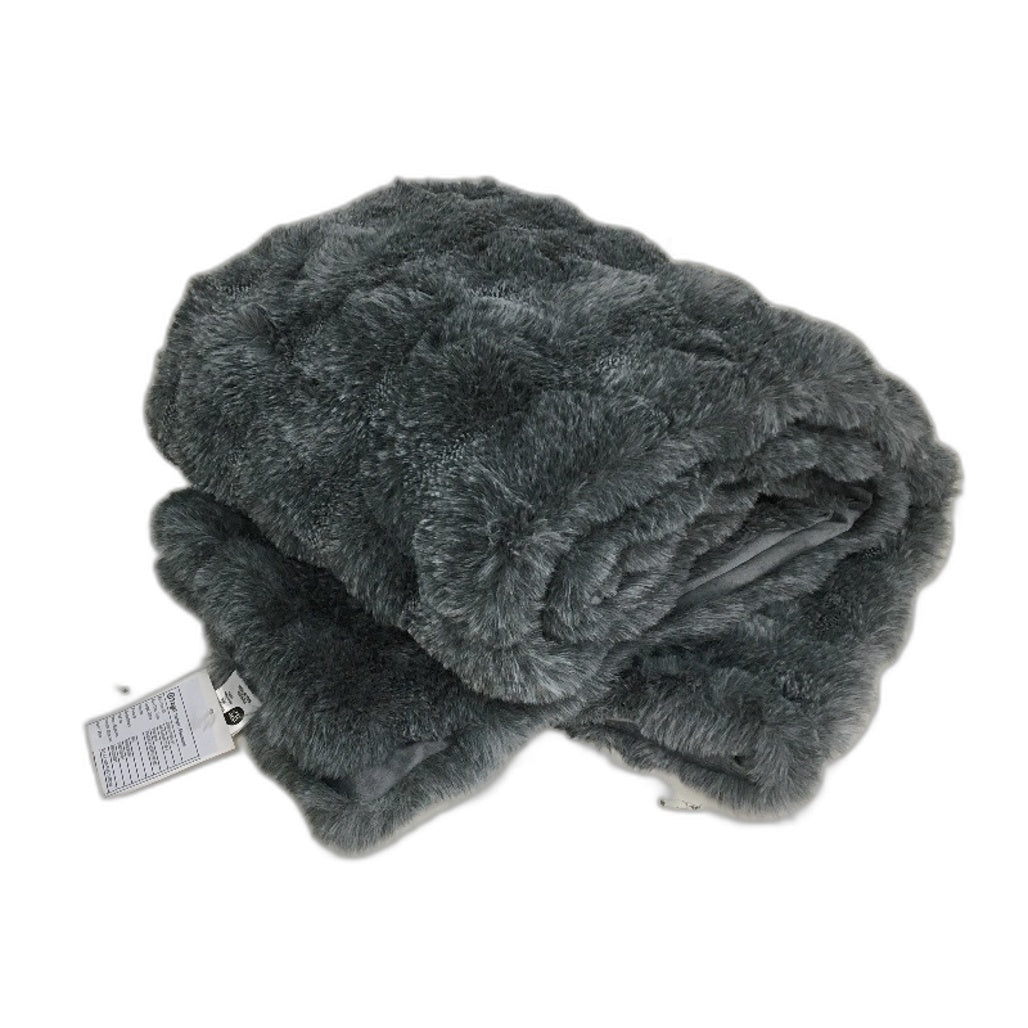 Target Ella Quilted Faux Fur Throw Blanket in Charcoal Grey 127x152cm NEW