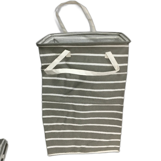 ALINK Grey Striped Laundry Storage Basket With Handle Set Of 2 30x40x50cm NEW
