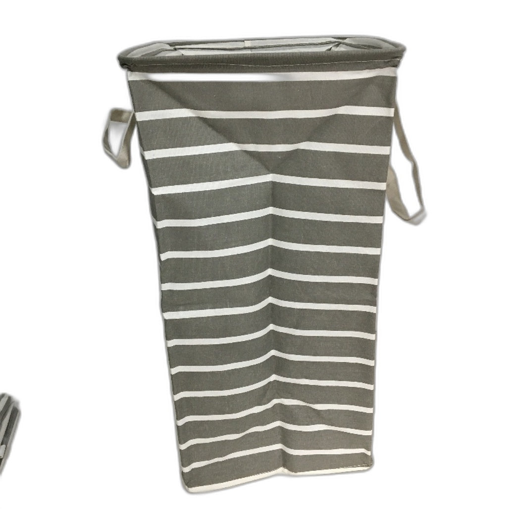 ALINK Grey Striped Laundry Storage Basket With Handle Set Of 2 30x40x50cm NEW