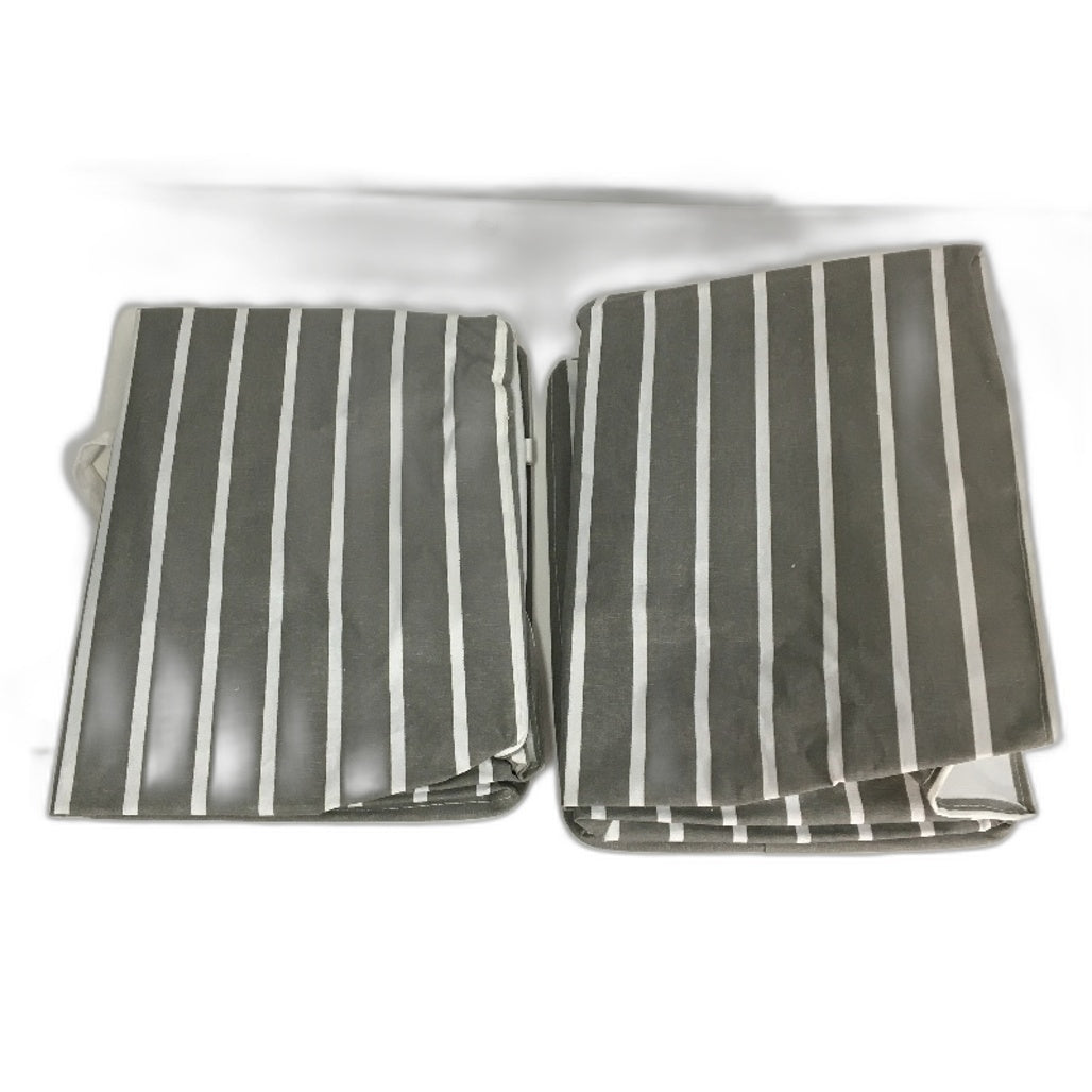 ALINK Grey Striped Laundry Storage Basket With Handle Set Of 2 30x40x50cm NEW