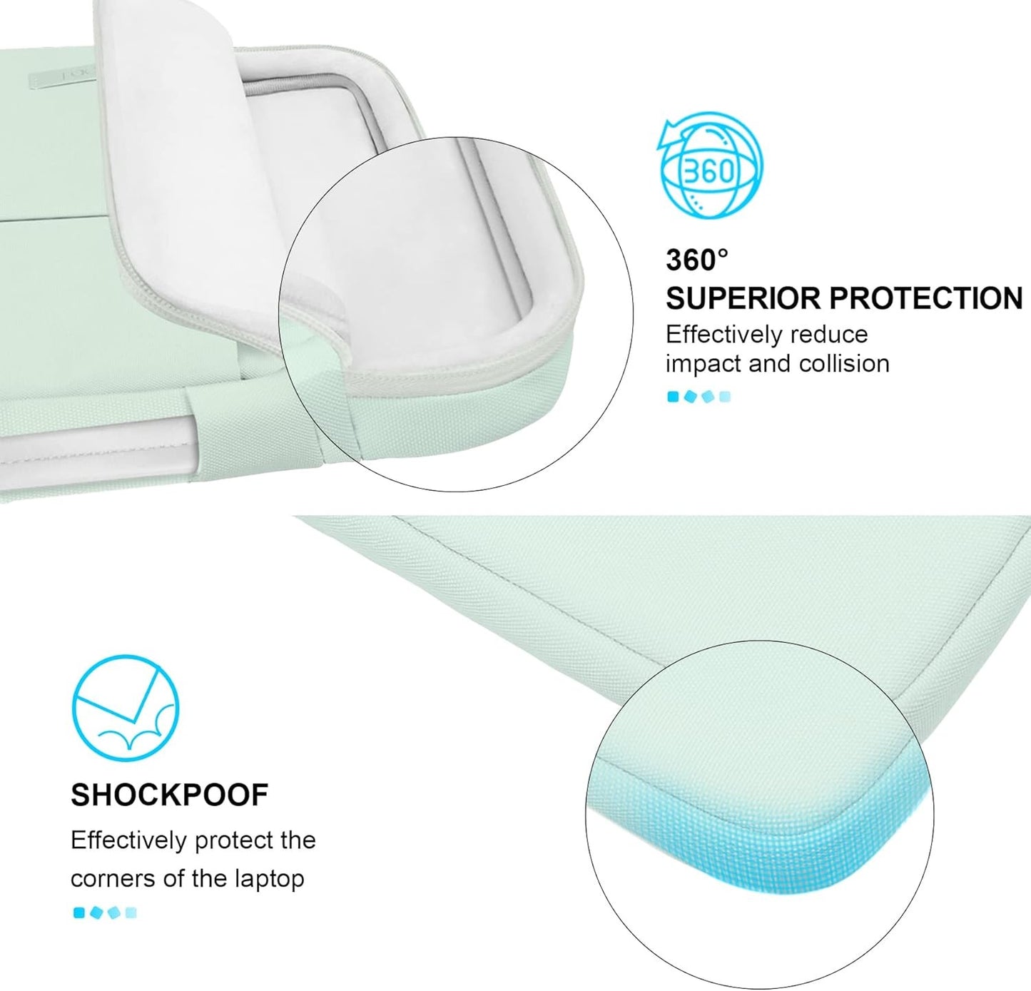 Lacdo 360° Protective Laptop Sleeve Case for 15 Inch MacBook Air Green AU