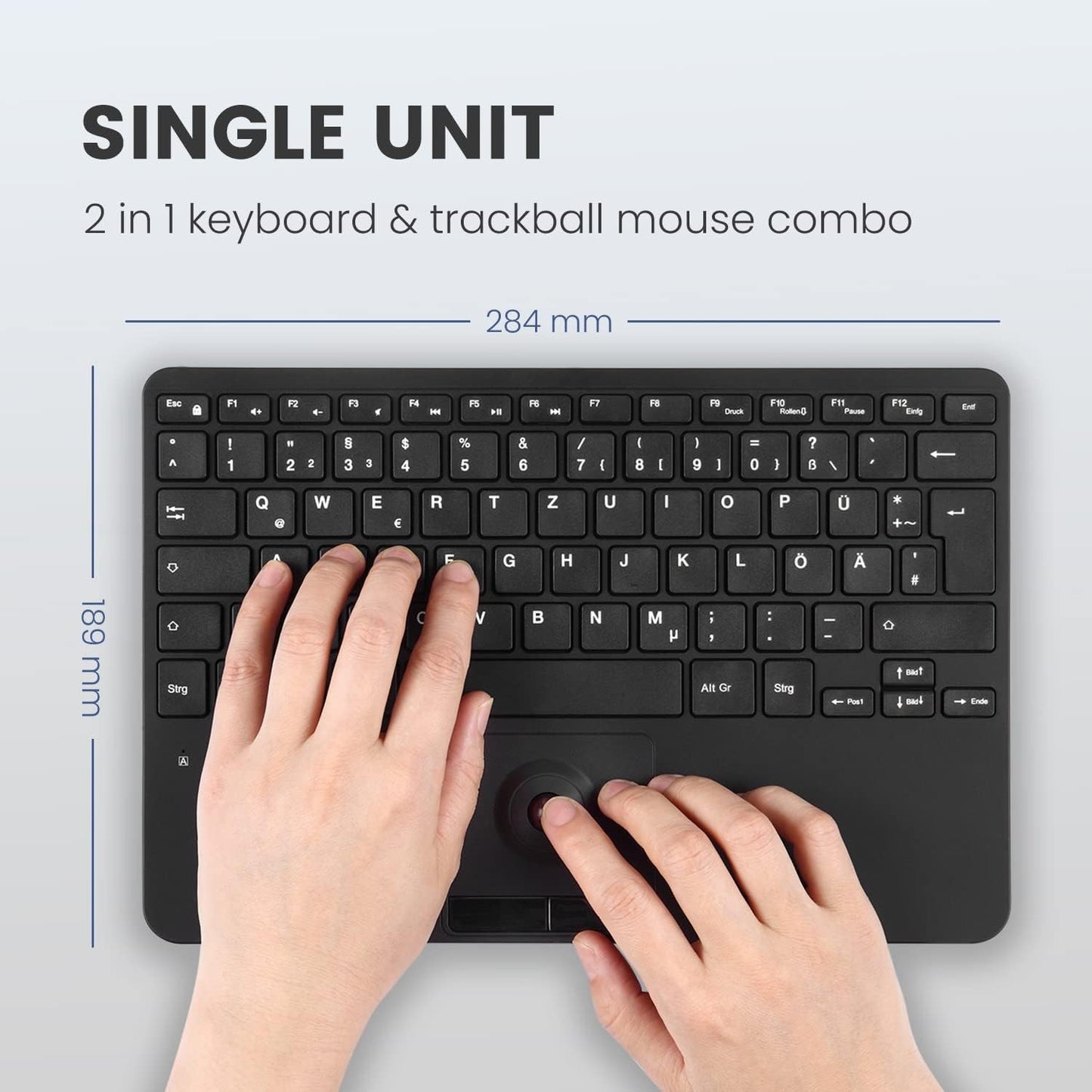 Perixx PERIBOARD-526 Wired Mini USB Keyboard with Trackball and Hubs AU