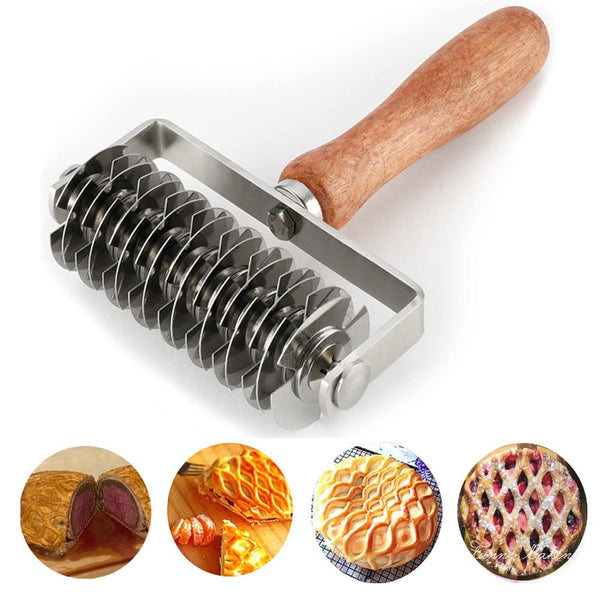 AMPSEVEN Stainless Steel Pastry Lattice Roller Cutter for Pie and Pizza...