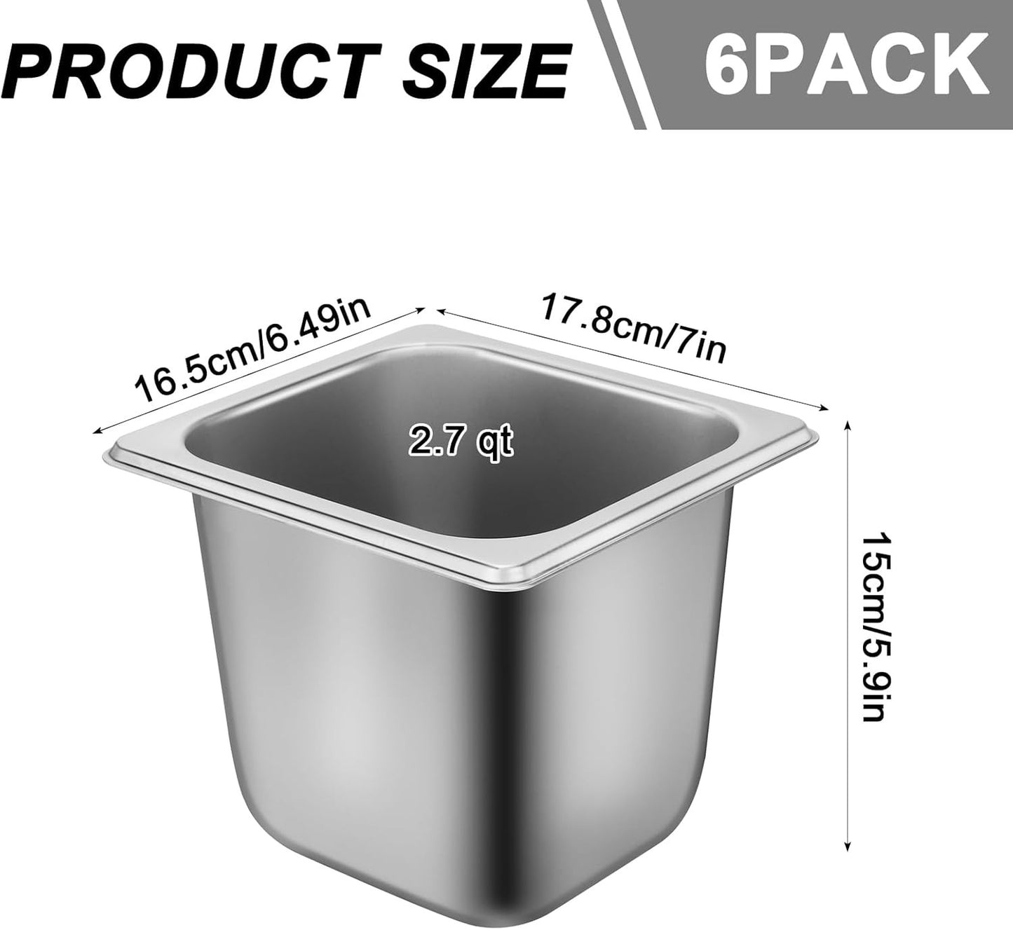 OGMBI 6 Pack Stainless Steel Hotel Pans with Lids for Catering Online Australia