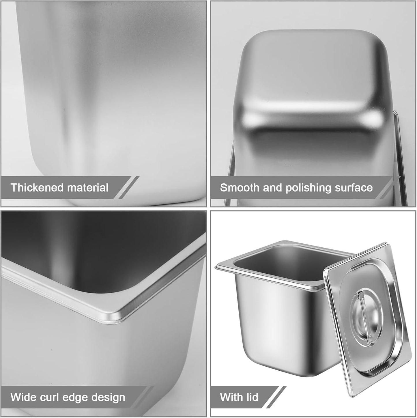 OGMBI 6 Pack Stainless Steel Hotel Pans with Lids for Catering Online Australia