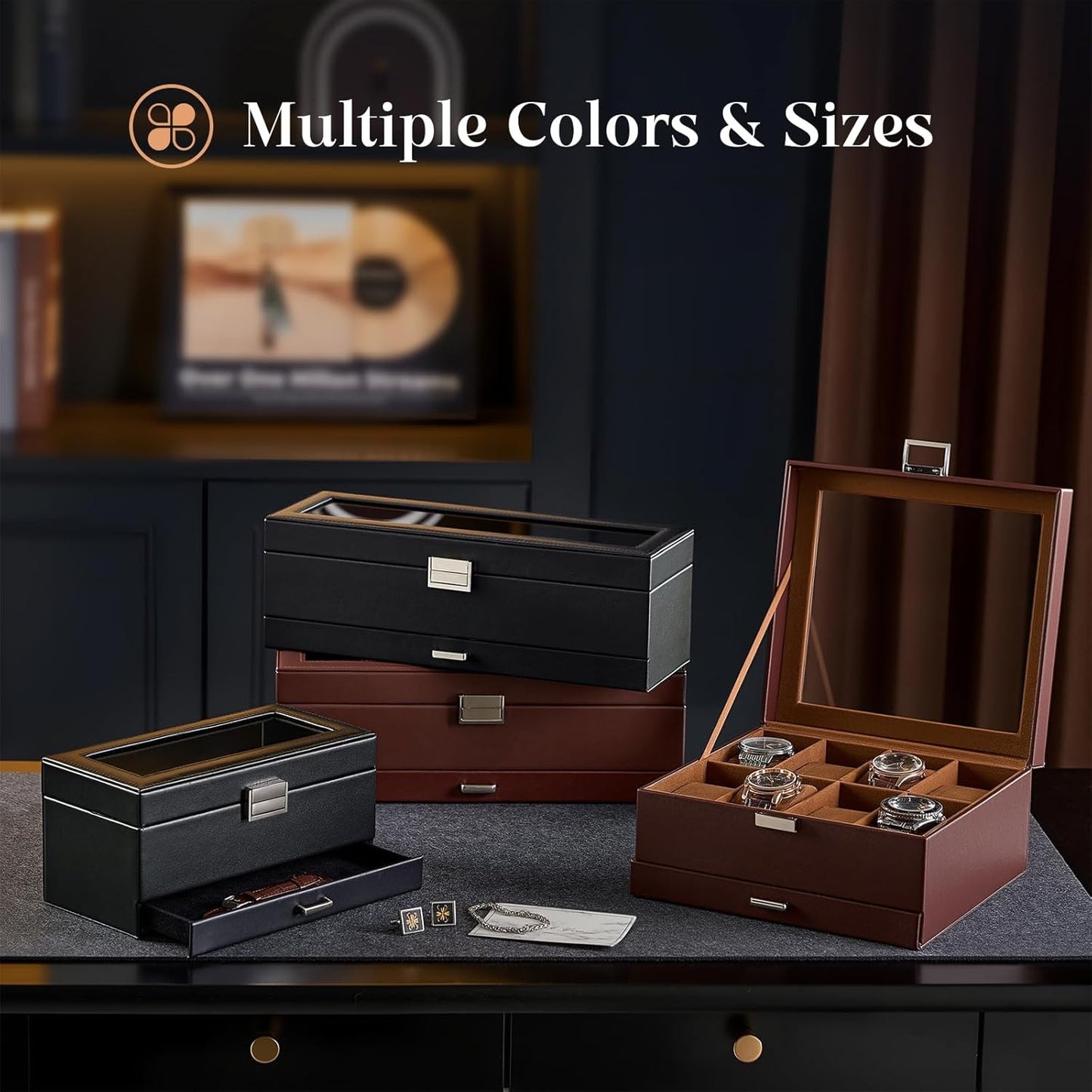 ProCase 8 Slot Men's Watch Box Organizer with Glass Lid - Premium Storage AU