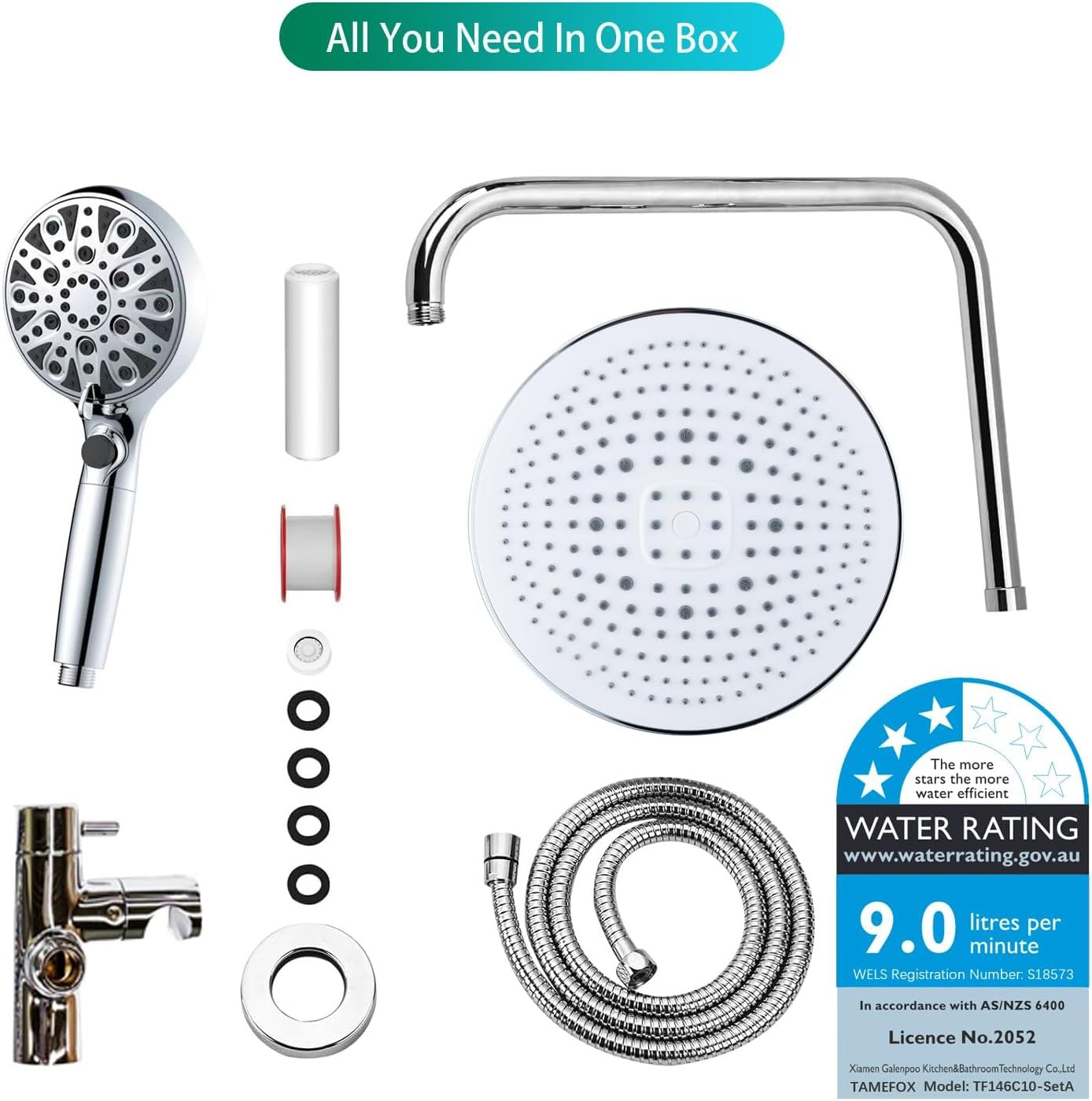 Tamefox 10" Rain Shower Set with 8-Mode Spray and Water Filtration Online AU