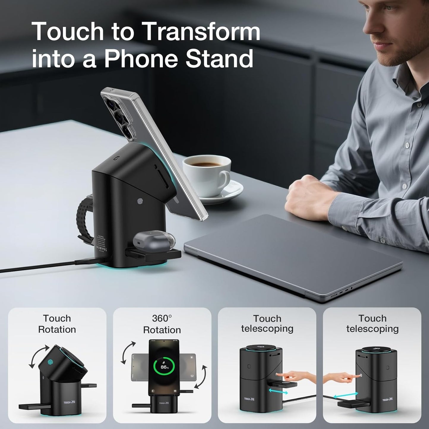 TOUGH ON MagPro 3-in-1 Wireless Charger for Samsung Galaxy Devices