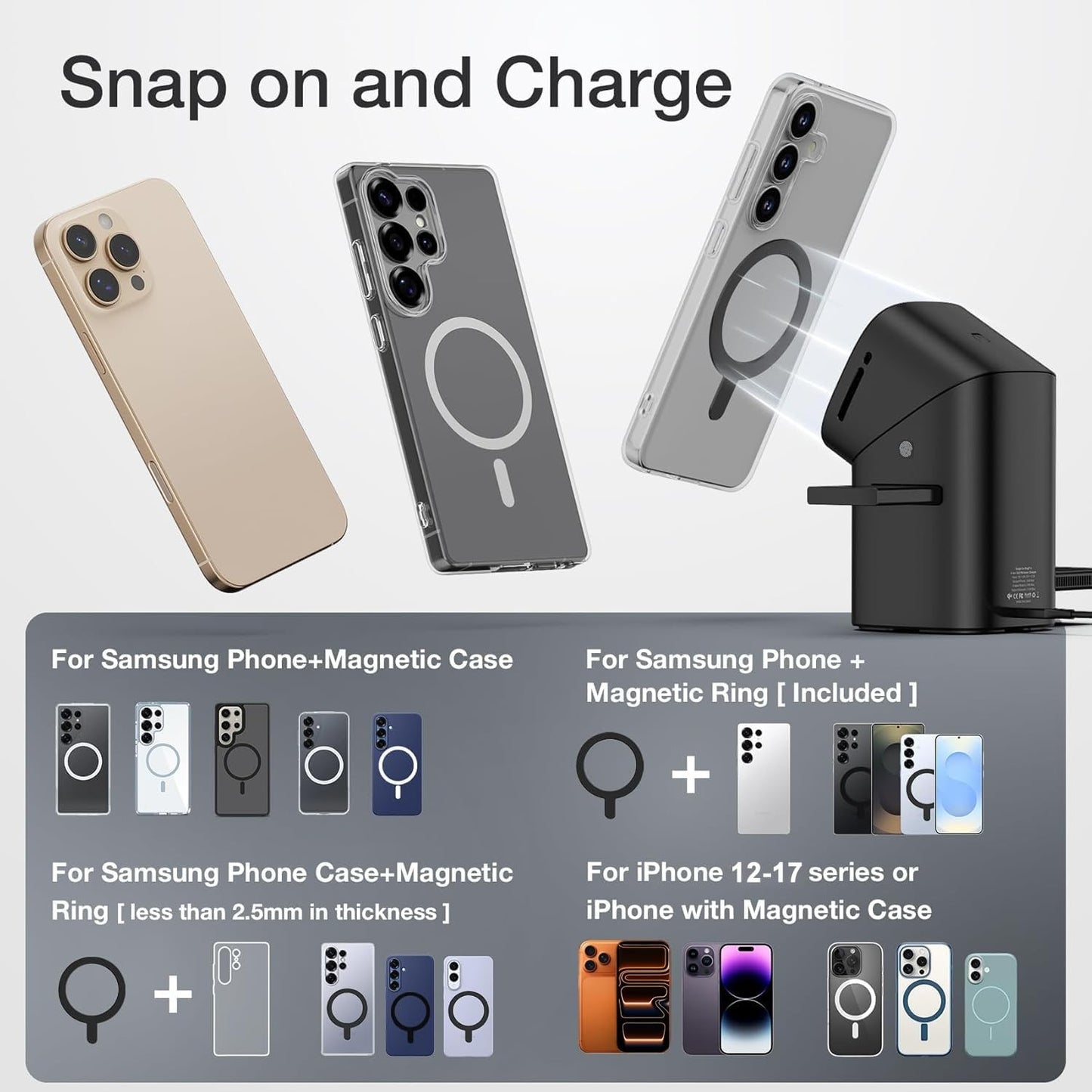 TOUGH ON MagPro 3-in-1 Wireless Charger for Samsung Galaxy Devices