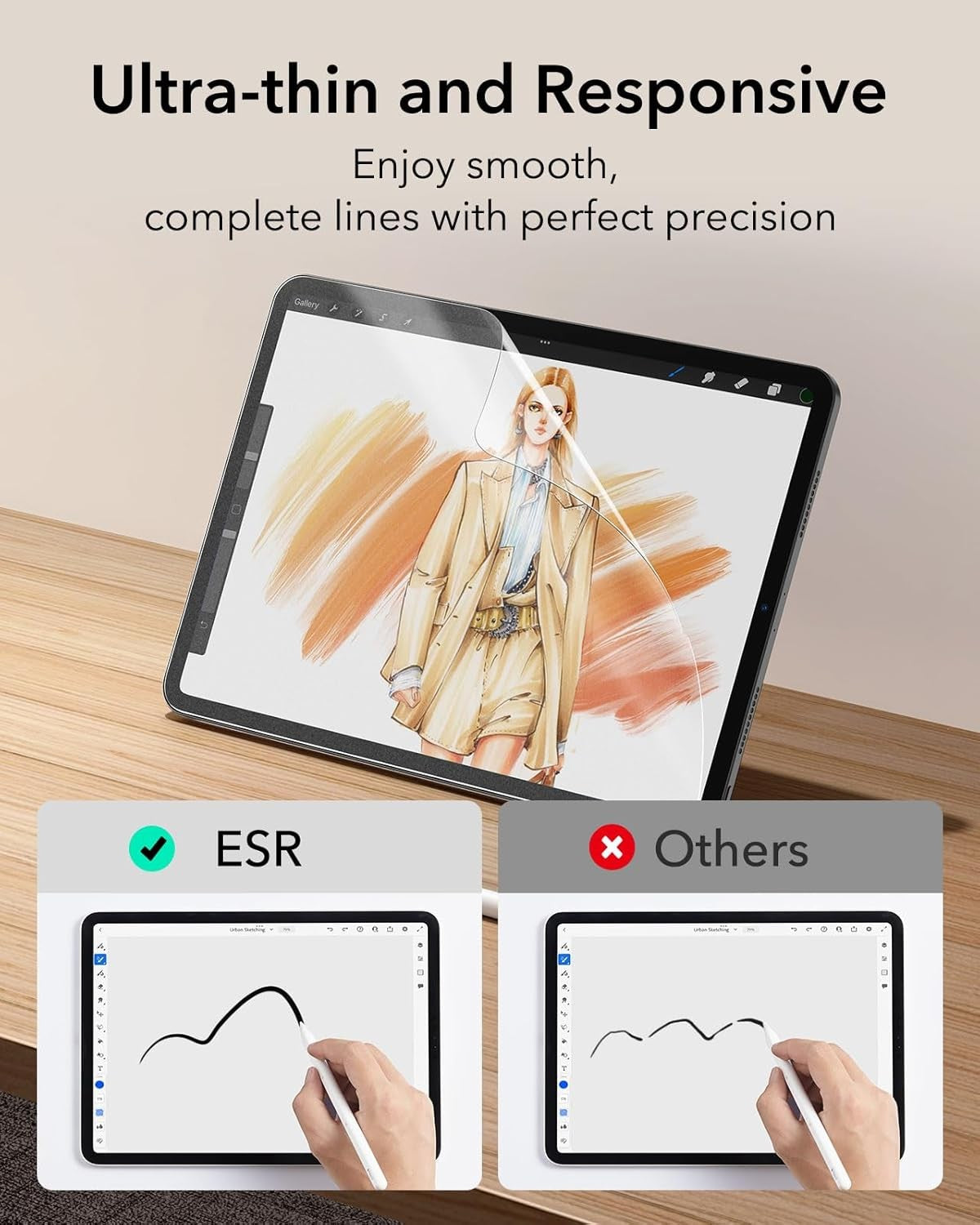 ESR Screen Protector 2 Pack Paper-Feel for iPad Air 5/4 10.9" Pro 11" Matte