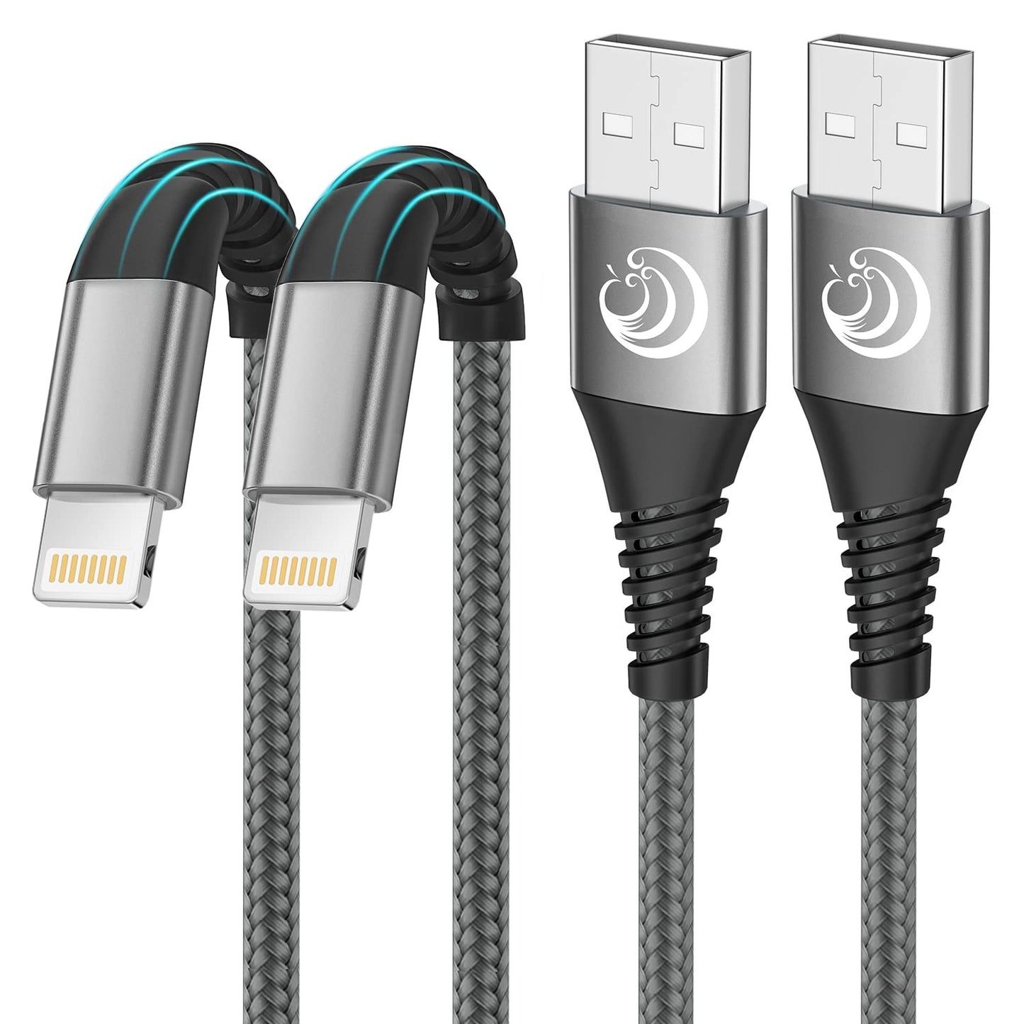 Aioneus 3M iPhone Charger Cable 2-Pack Apple MFi Certified Fast Charging