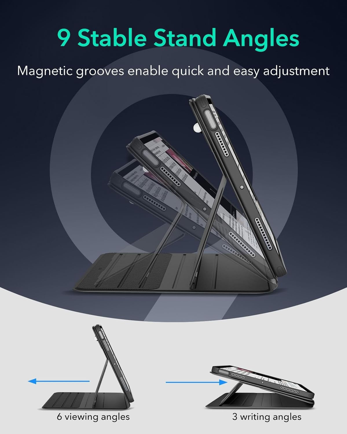 ESR iPad Air 11 Inch Case with Magnetic Cover and Adjustable Stand