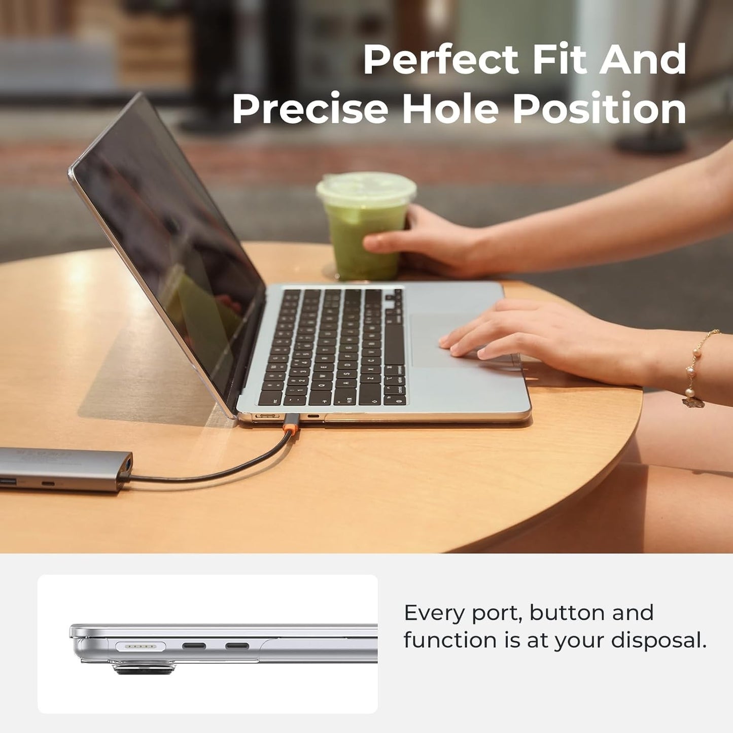 EooCoo Crystal Clear Hard Case for MacBook Air 13.6 Inch