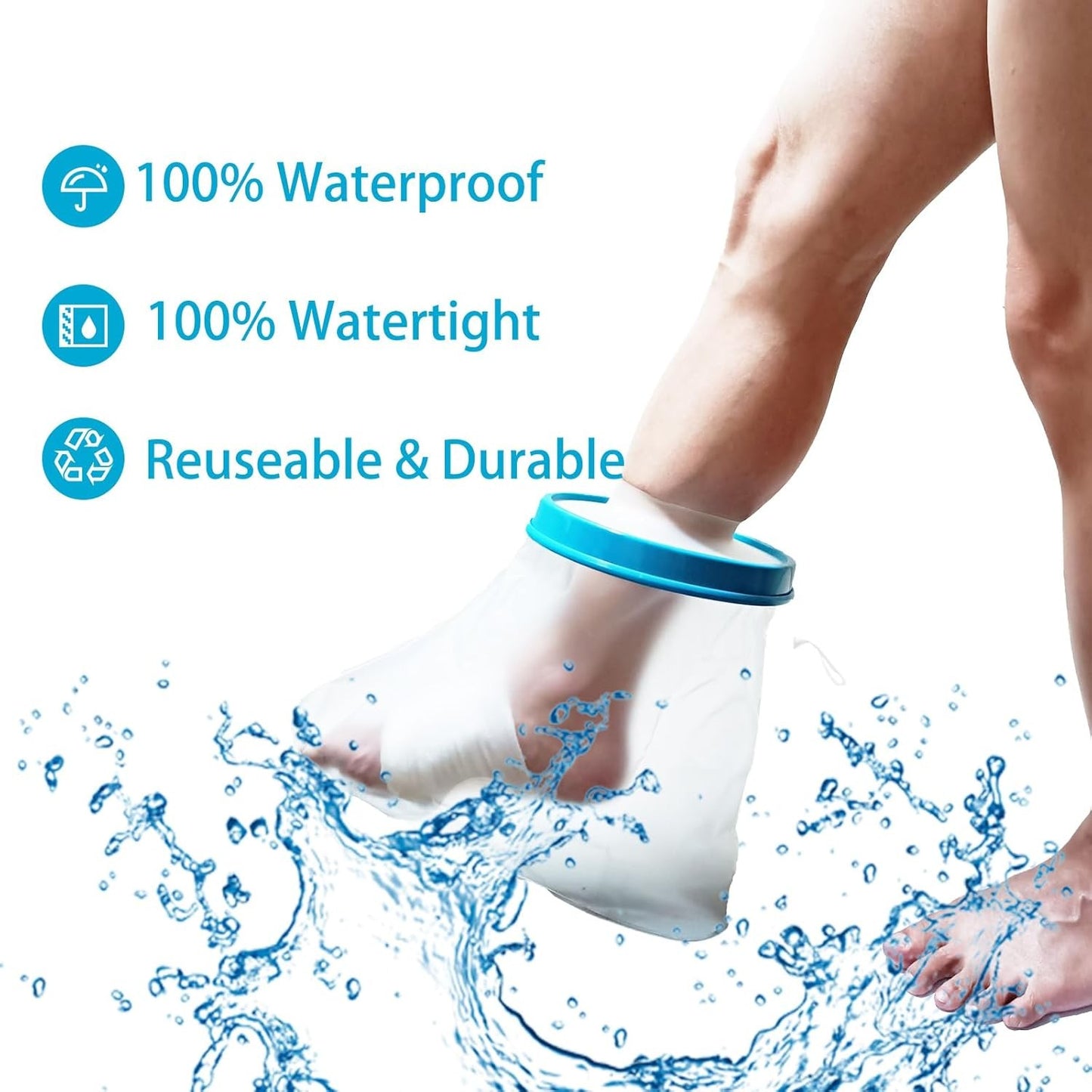 Tideshake 100% Waterproof Foot Cast Cover for Showering