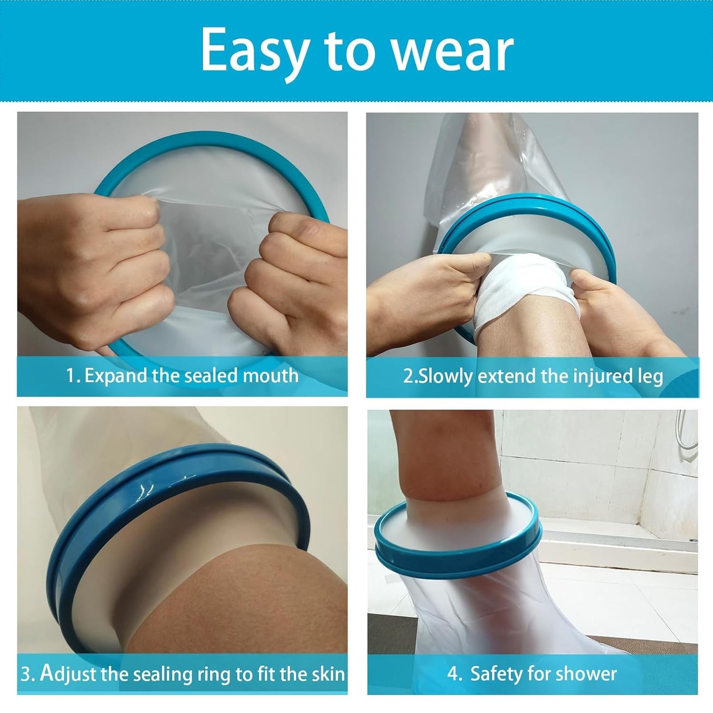 Tideshake 100% Waterproof Foot Cast Cover for Showering