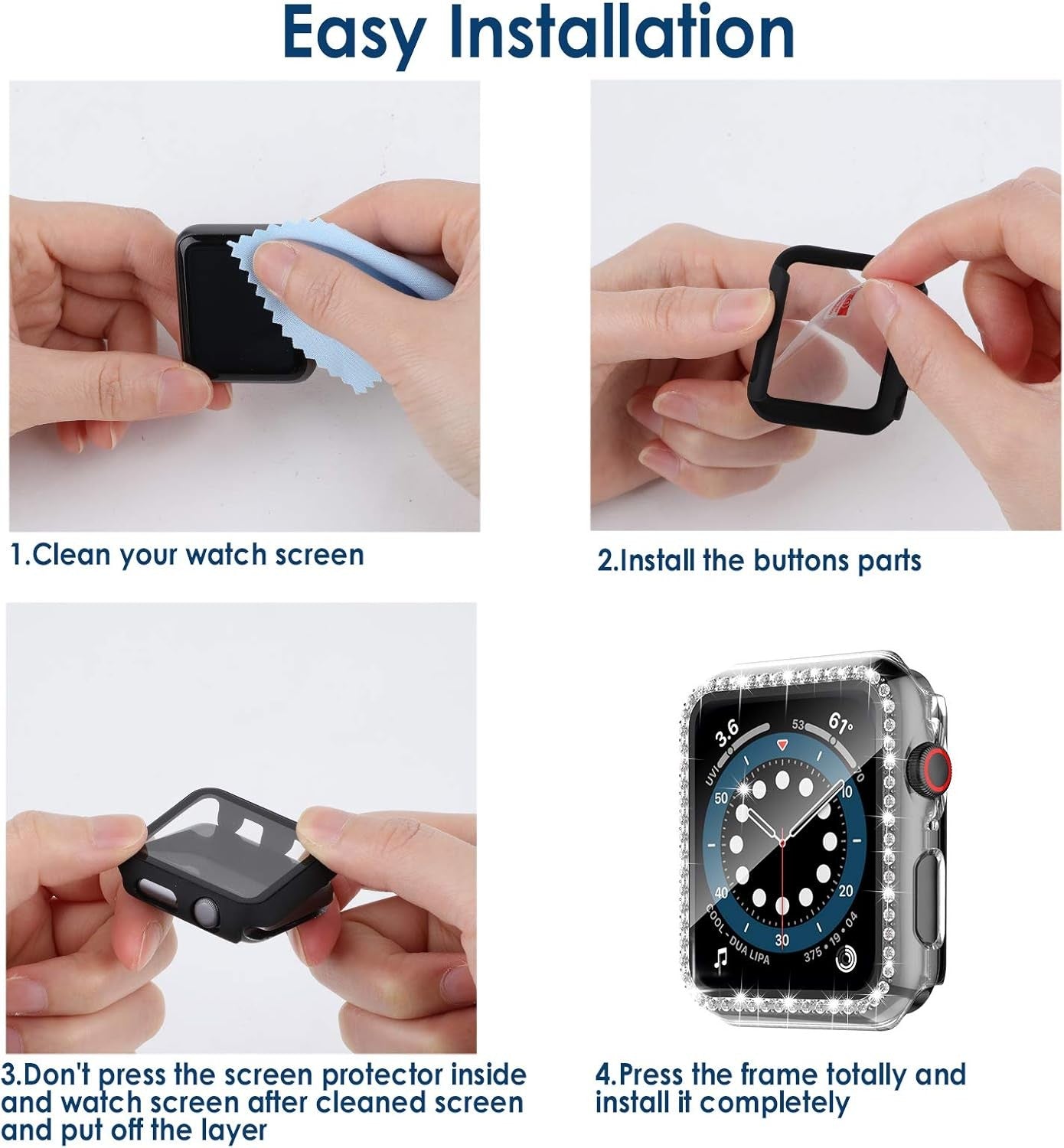 Simpeak Bling Screen Protector Case for Apple Watch Series 10 44mm