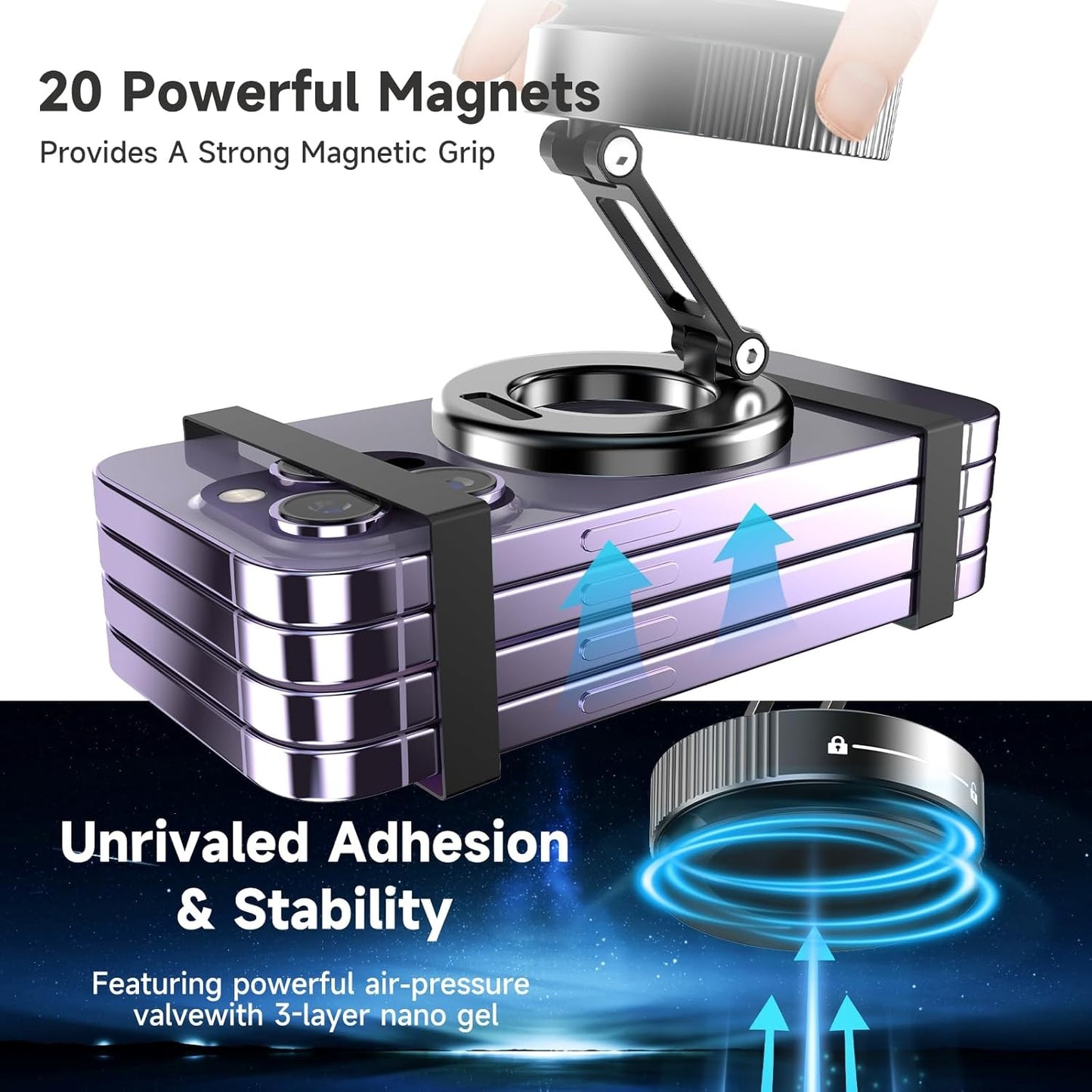 Generic Upgraded Magnetic Phone Holder for Car 360° Adjustable Black