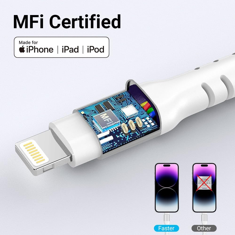 Azhizco iPhone Charger Cable 2M 2Pack MFi Lightning USB A Fast Charge