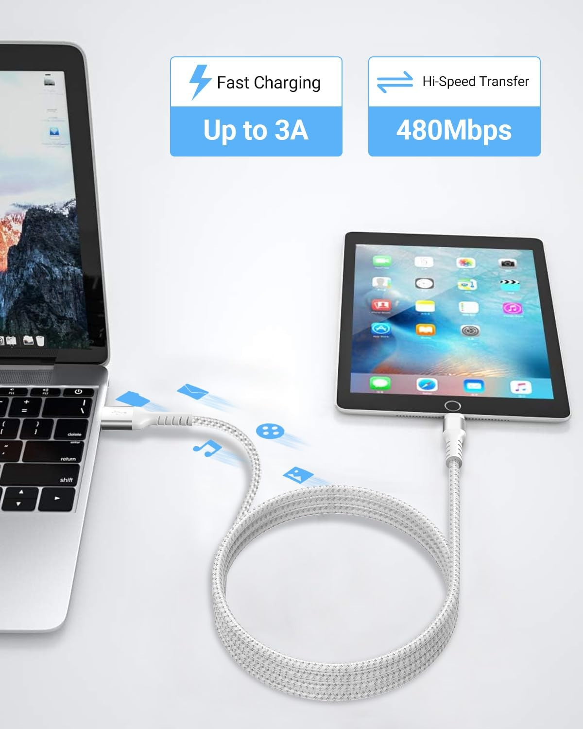 Azhizco iPhone Charger Cable 2M 2Pack MFi Lightning USB A Fast Charge