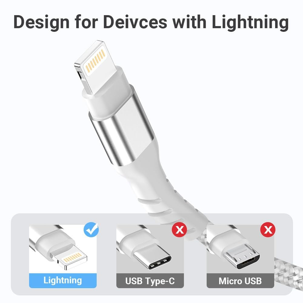 Azhizco iPhone Charger Cable 2M 2Pack MFi Lightning USB A Fast Charge