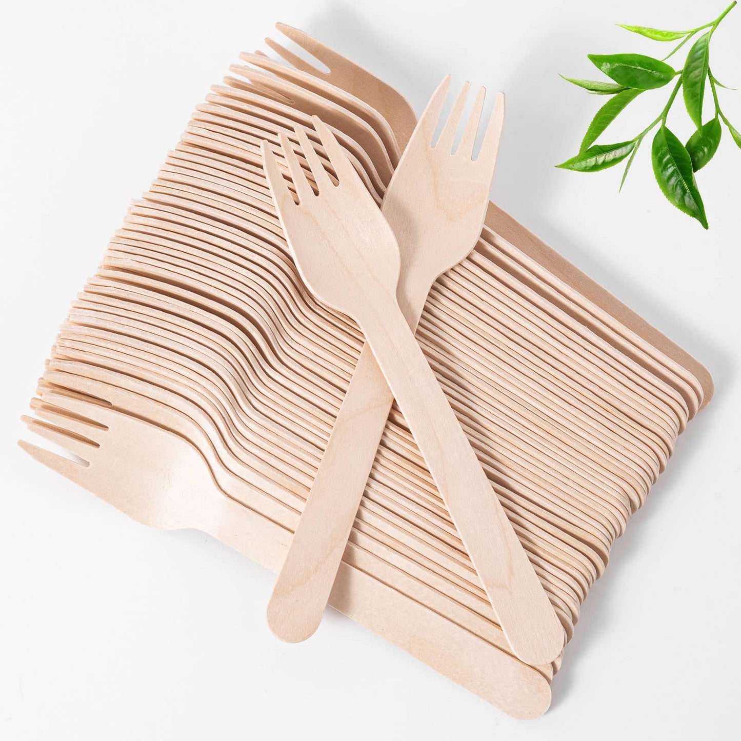 Eidsefe Eco-Friendly Disposable Wooden Forks 6.3" Pack of 100