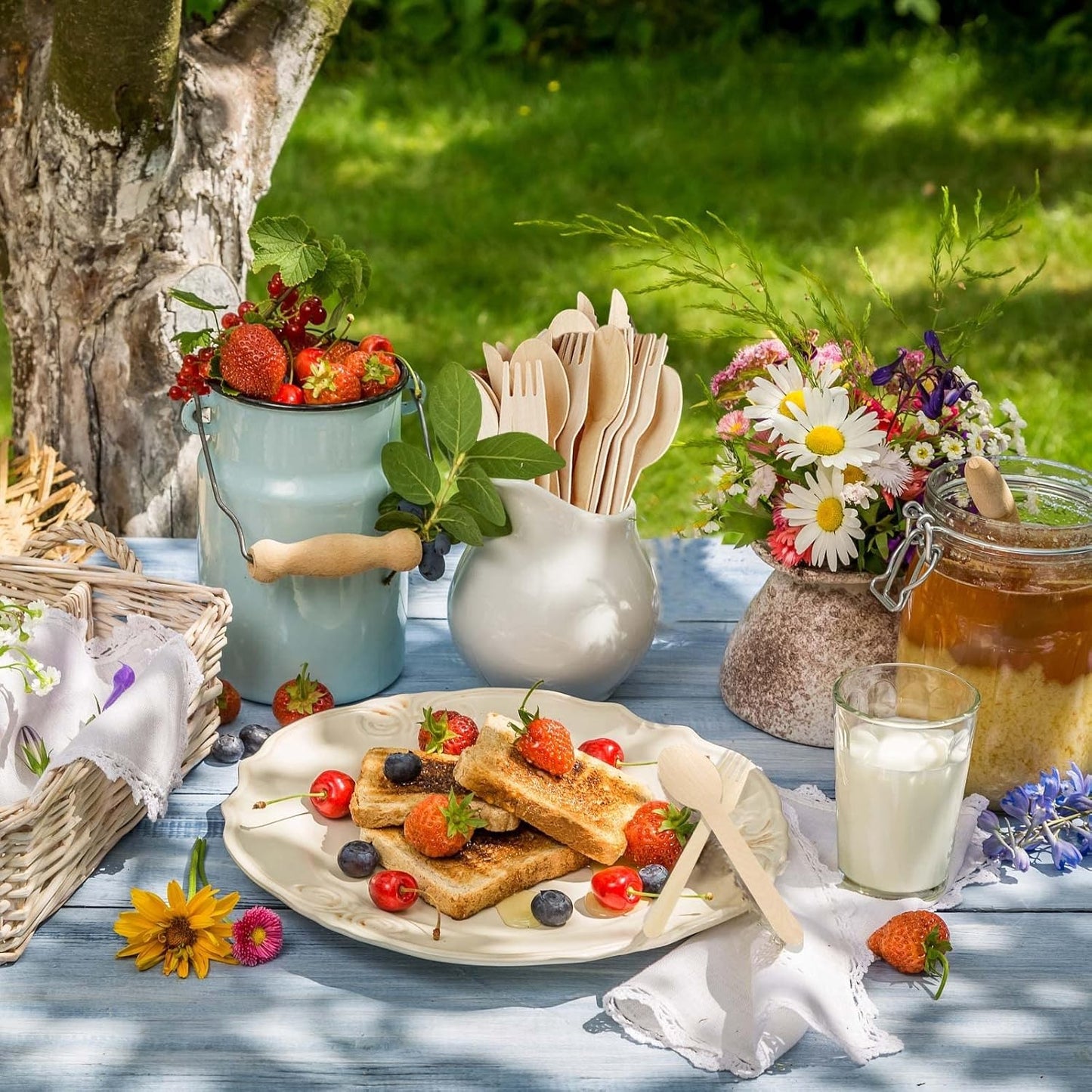 Eidsefe Eco-Friendly Disposable Wooden Forks 6.3" Pack of 100