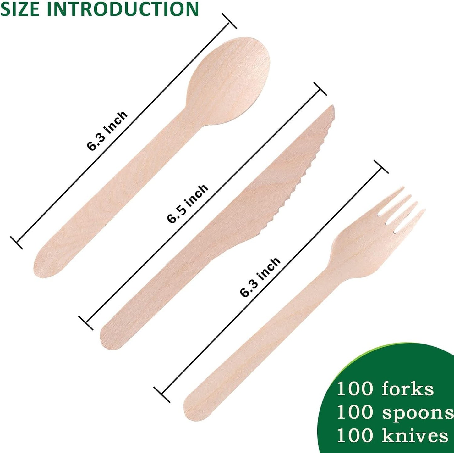Eidsefe Eco-Friendly Disposable Wooden Forks 6.3" Pack of 100