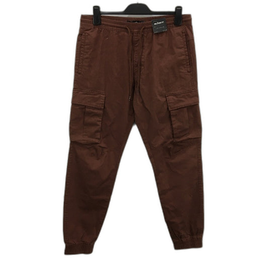 Pull & Bear Brown Cotton Blend Elastic Pullstring Waist Cargo Pants Mens M NEW