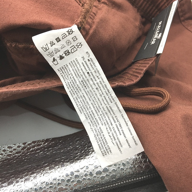 Pull & Bear Brown Cotton Blend Elastic Pullstring Waist Cargo Pants Mens M NEW