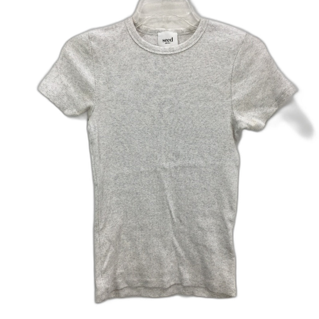 Seed Heritage Cream Grey Fleck Ribbed Basic Cotton T-Shirt Ladies Size Small