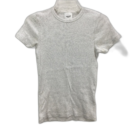 Seed Heritage Cream Grey Fleck Ribbed Basic Cotton T-Shirt Ladies Size Small