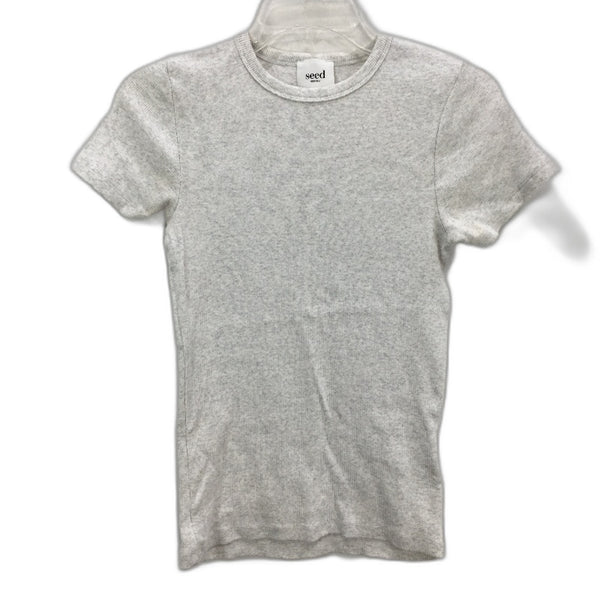 Seed Heritage Cream Grey Fleck Ribbed Basic Cotton T-Shirt Ladies Size Small