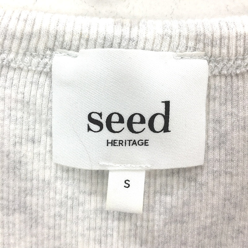 Seed Heritage Cream Grey Fleck Ribbed Basic Cotton T-Shirt Ladies Size Small
