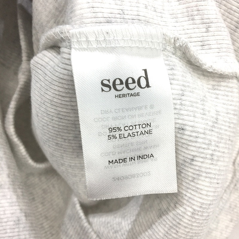 Seed Heritage Cream Grey Fleck Ribbed Basic Cotton T-Shirt Ladies Size Small