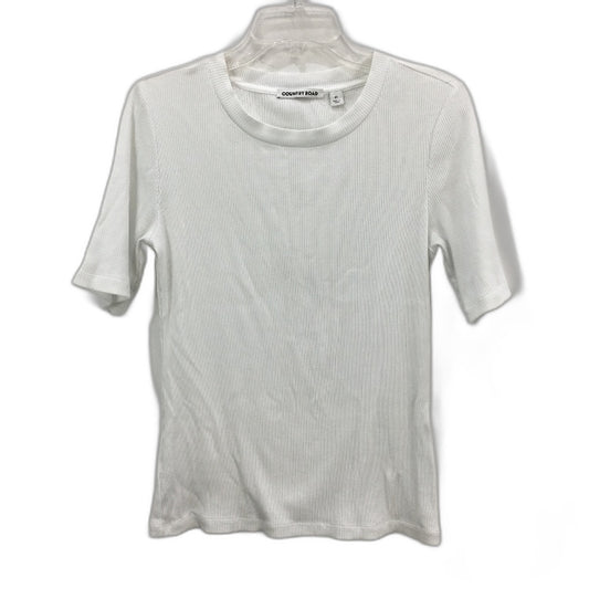 Country Road White Ribbed Round Neck Basic Cotton Blend T-Shirt Ladies Size M
