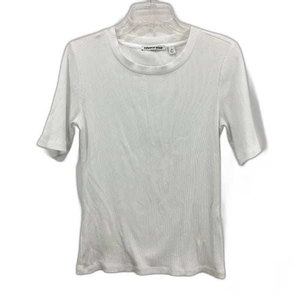 Country Road White Ribbed Round Neck Basic Cotton Blend T-Shirt Ladies Size M