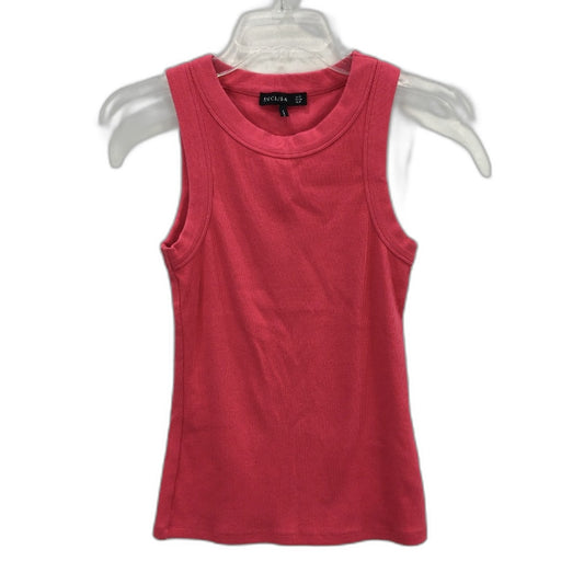 Decjuba Hot Pink Ribbed Round Neck Basic Cotton Blend Singlet Ladies Size S