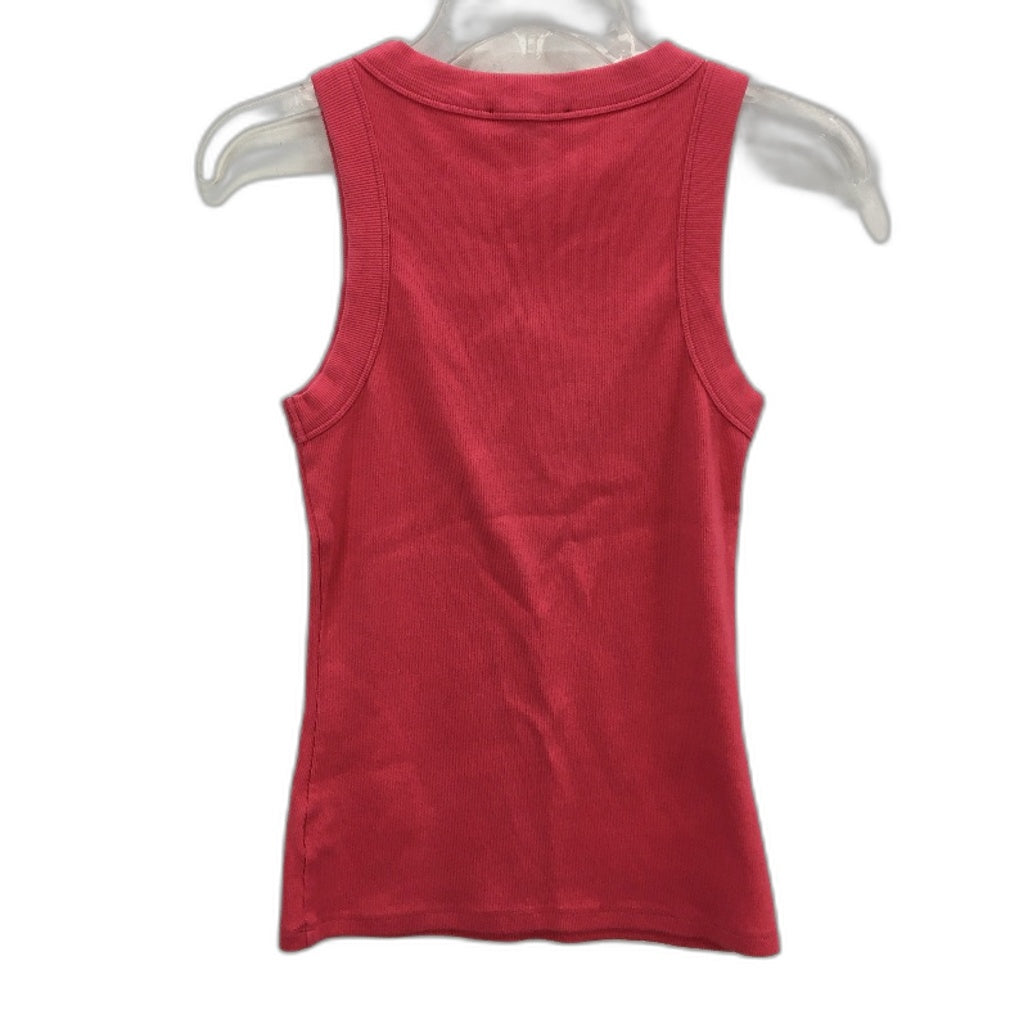 Decjuba Hot Pink Ribbed Round Neck Basic Cotton Blend Singlet Ladies Size S