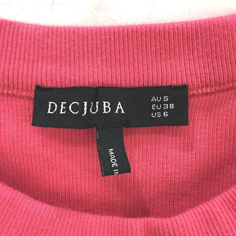 Decjuba Hot Pink Ribbed Round Neck Basic Cotton Blend Singlet Ladies Size S