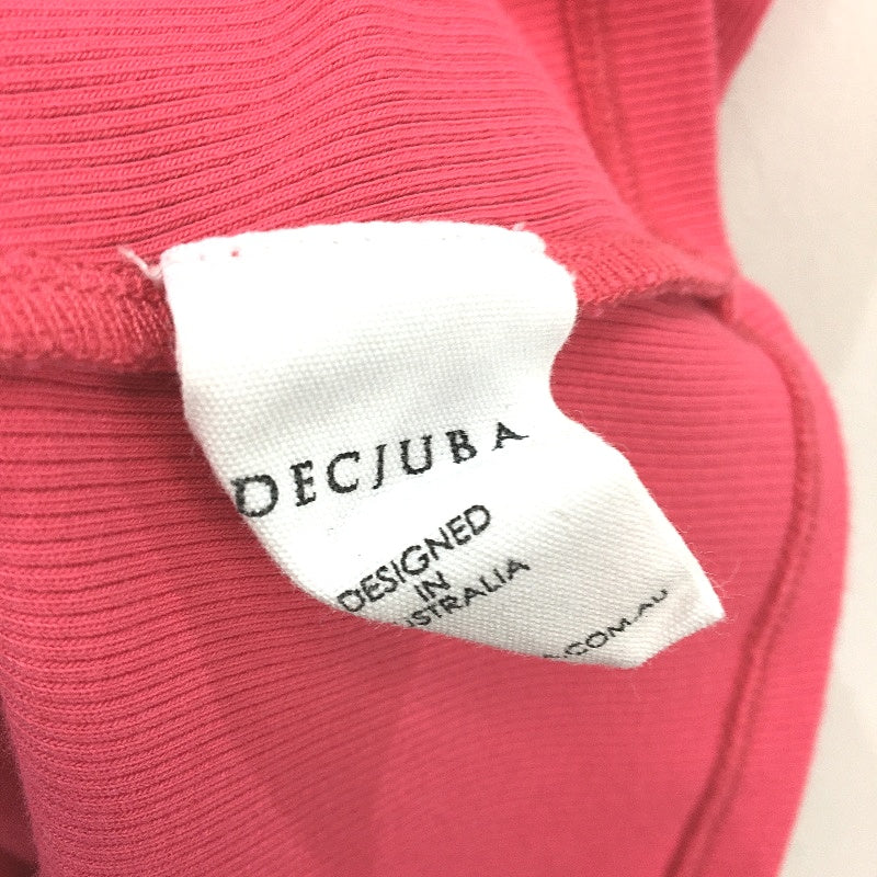 Decjuba Hot Pink Ribbed Round Neck Basic Cotton Blend Singlet Ladies Size S