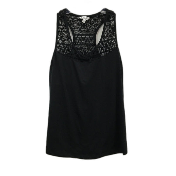 Simply Vera by Vera Wang Black Ornate Top Built In Shelf Singlet Ladies Size M