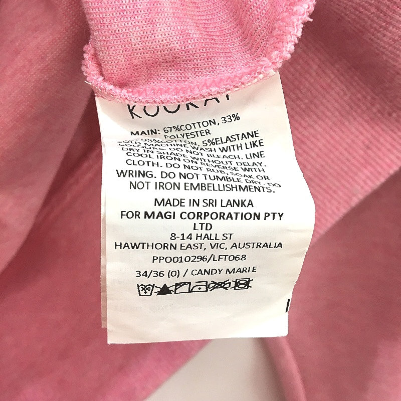 Kookai Musk Pink Cotton Blend Cropped Sweatshirt Jumper Ladies Size 0 AUS 6-8