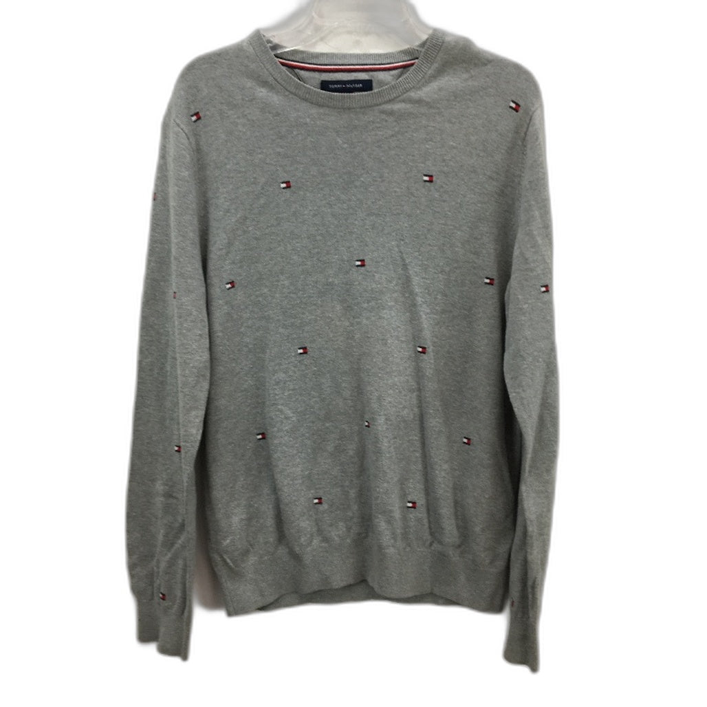 Tommy Hilfiger Grey Knit 100% Cotton Crew Neck Jumper Mens Size Medium