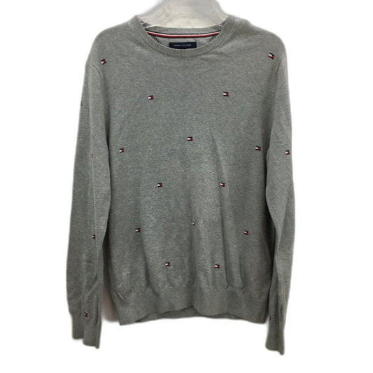Tommy Hilfiger Grey Knit 100% Cotton Crew Neck Jumper Mens Size Medium