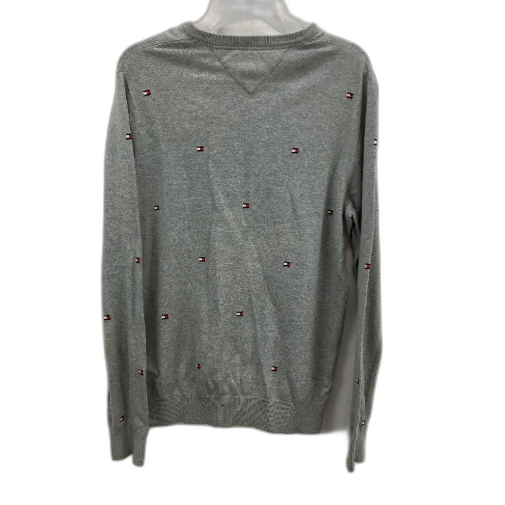 Tommy Hilfiger Grey Knit 100% Cotton Crew Neck Jumper Mens Size Medium